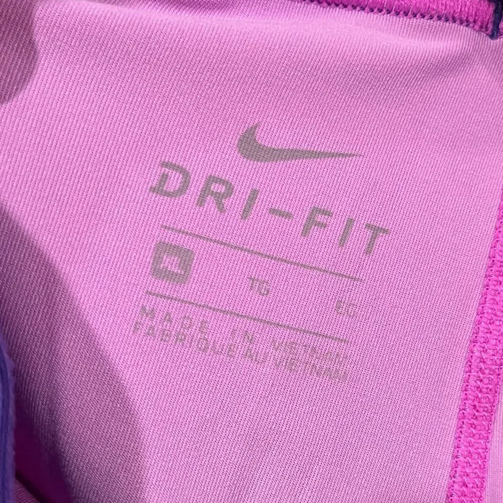 Nike Pro Leggings Dri Fit Capris Swoosh Stretch Mid Rise Splash Pink Size XL